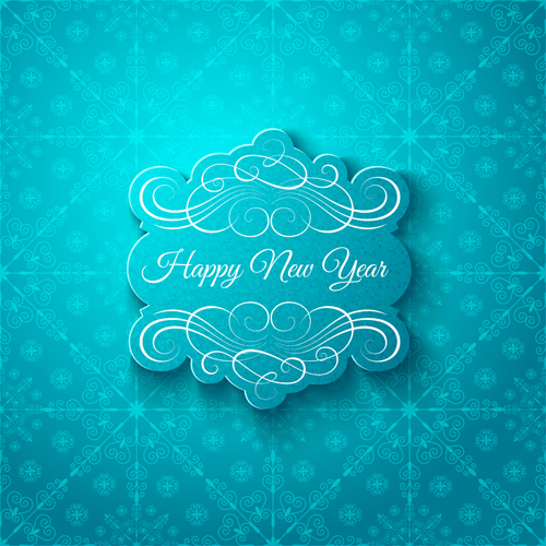 Elegant new year card with snowflake pattern vector 01 Elegant new year card with snowflake pattern vector 01