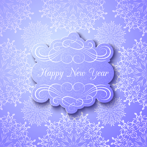 Elegant new year card with snowflake pattern vector 02 Elegant new year card with snowflake pattern vector 02