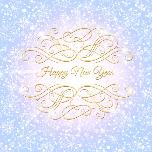 Elegant new year card with snowflake pattern vector 03 Elegant new year card with snowflake pattern vector 03