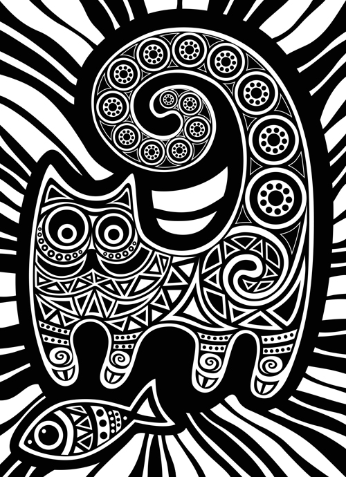 Funny floral pattern cats vector material 04 Funny floral pattern cats vector material 04