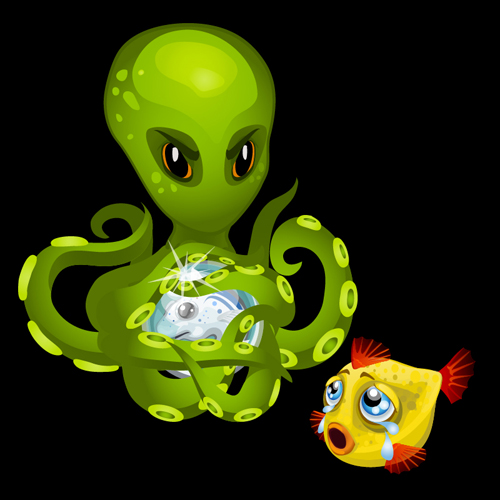 Funny squid catoon character vector 02