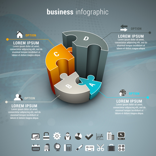 Gray business infographics template vector 01 Gray business infographics template vector 01