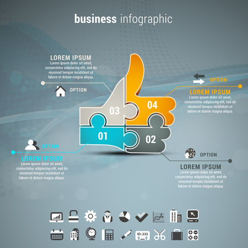 Gray business infographics template vector 02 Gray business infographics template vector 02