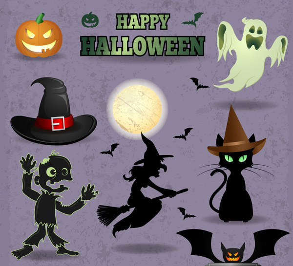 Halloween elements illustration vector set Halloween elements illustration vector set