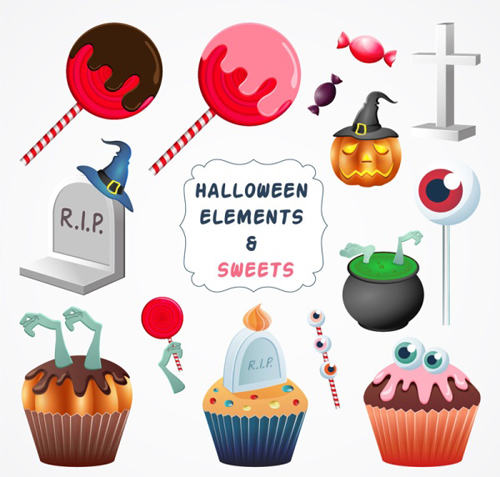 Halloween elements with sweet vector material Halloween elements with sweet vector material