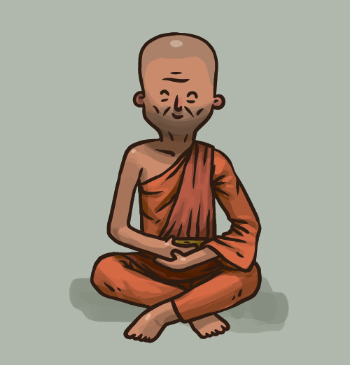 monk hand drawn Buddhist 