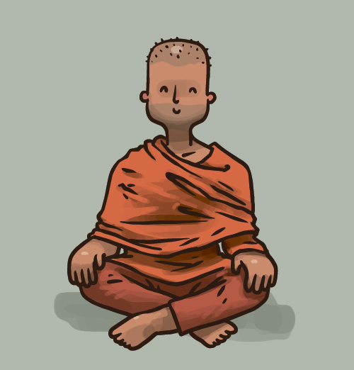 Hand drawn buddhist monk vector material 03 Hand drawn buddhist monk vector material 03