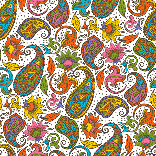Indian paisley seamless pattern vector material 01 Indian paisley seamless pattern vector material 01
