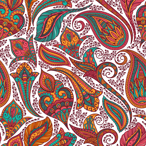 Indian paisley seamless pattern vector material 02 Indian paisley seamless pattern vector material 02