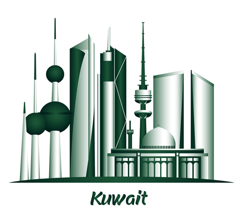 Kuwait famous buildings vector