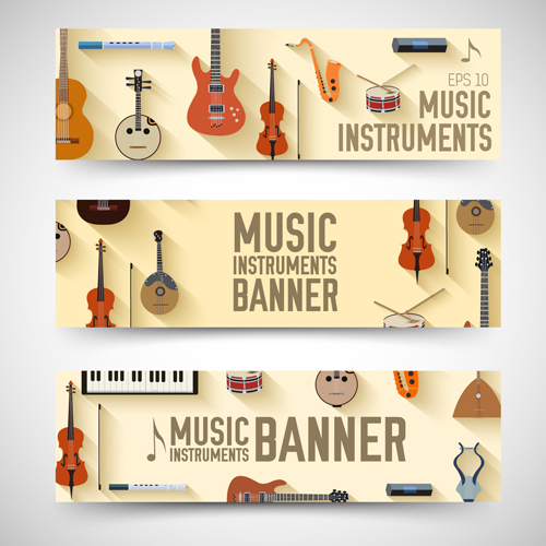 Music Instruments vector banner graphics 03 Music Instruments vector banner graphics 03
