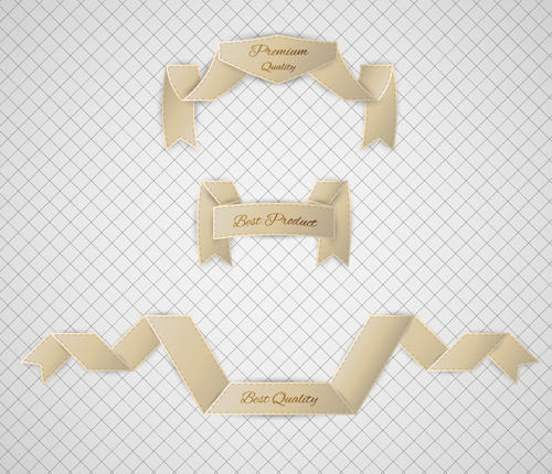 Origami ribbon vintage vector set 01 Origami ribbon vintage vector set 01
