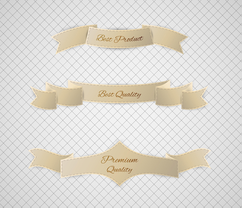 Origami ribbon vintage vector set 02