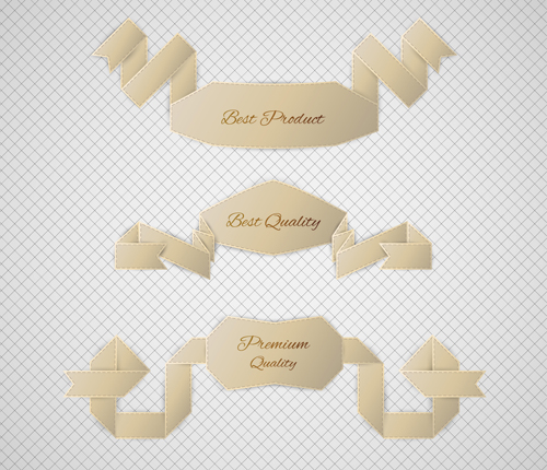 Origami ribbon vintage vector set 03 Origami ribbon vintage vector set 03