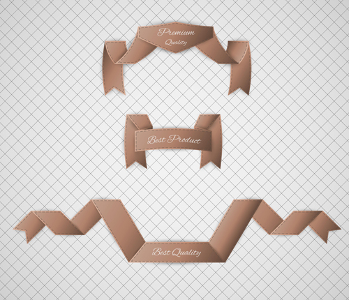 Origami ribbon vintage vector set 10