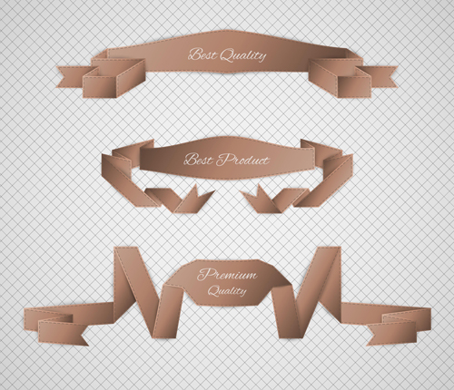 Origami ribbon vintage vector set 12