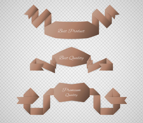 Origami ribbon vintage vector set 13 Origami ribbon vintage vector set 13