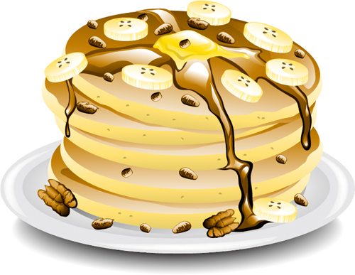 Pancake banana platter vector material Pancake banana platter vector material