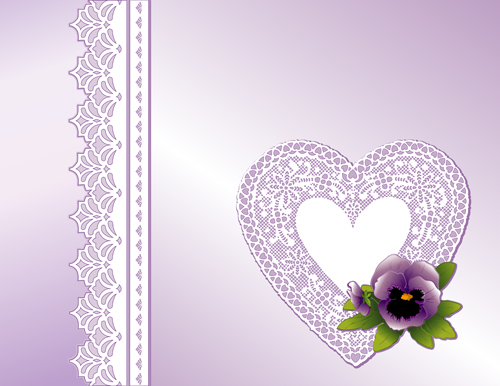 valentine purple lace heart day card 