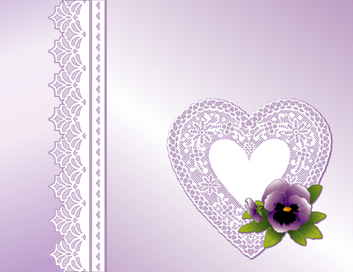 Purple Valentine day card with lace heart vector Purple Valentine day card with lace heart vector