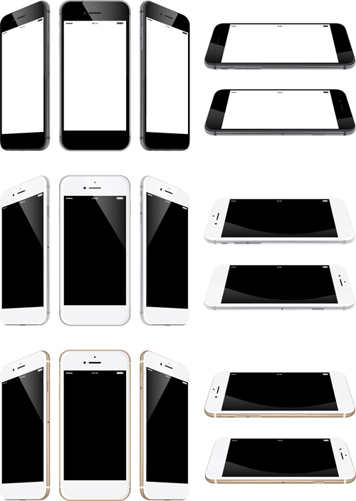 Realistic phone template vector 01 Realistic phone template vector 01
