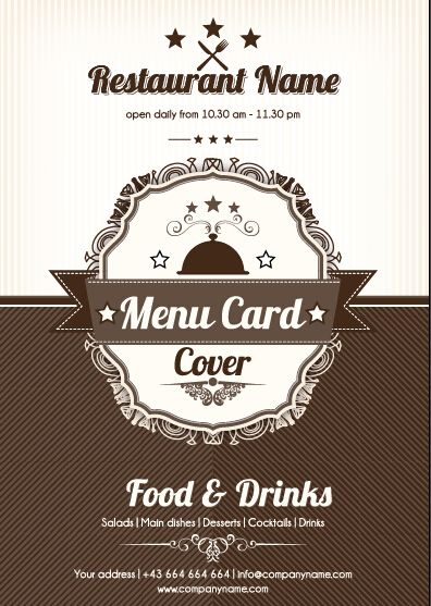 Retro styles restaurant menu cover vectors 01 Retro styles restaurant menu cover vectors 01