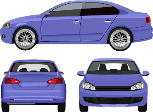 Sedan from three angles vector Sedan from three angles vector