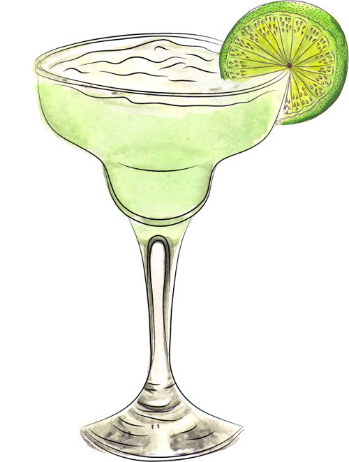 watercolor margarita doodle cocktail 