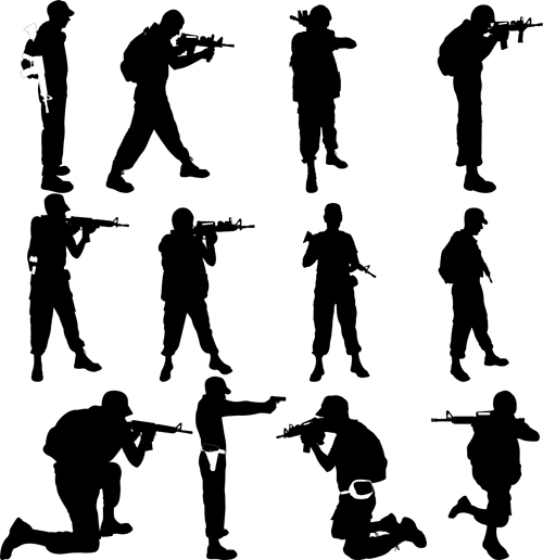 soldiers silhouettes vector set 06 soldiers silhouettes vector set 06