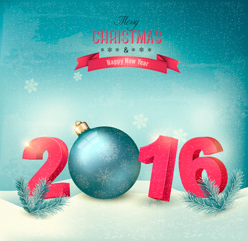 2016 New year design with winter background vector 02 2016 New year design with winter background vector 02