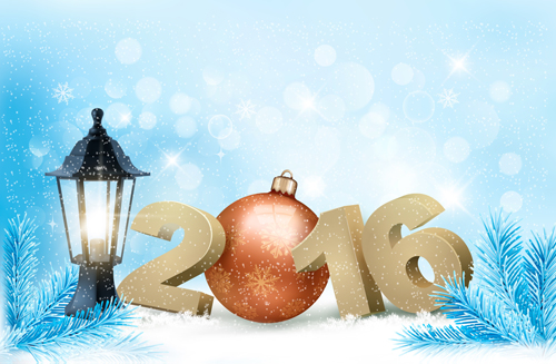 2016 New year design with winter background vector 04 2016 New year design with winter background vector 04