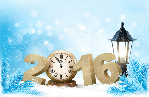 2016 New year design with winter background vector 05 2016 New year design with winter background vector 05