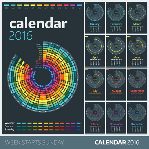 2016 New year desk calendar vector material 27 2016 New year desk calendar vector material 27