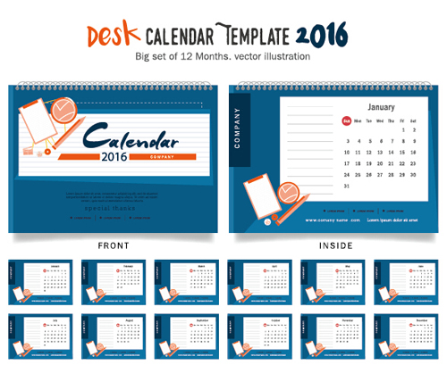 2016 New year desk calendar vector material 30 2016 New year desk calendar vector material 30