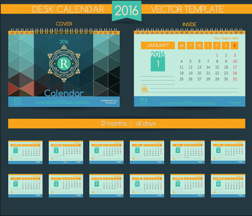 2016 New year desk calendar vector material 38 2016 New year desk calendar vector material 38