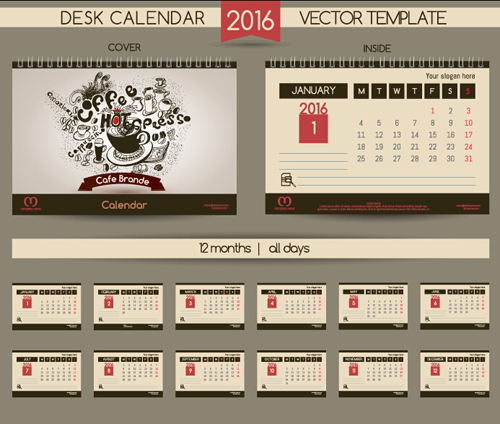 2016 New year desk calendar vector material 41 2016 New year desk calendar vector material 41