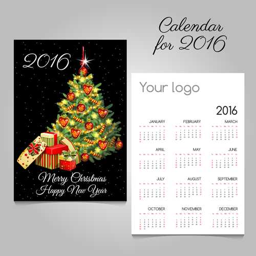 2016 calendars with christmas cards vector set 04 2016 calendars with christmas cards vector set 04