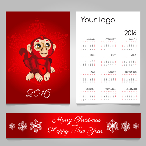 2016 calendars with christmas cards vector set 16 2016 calendars with christmas cards vector set 16