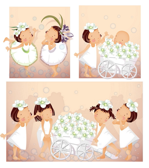 Elements of main girl white flowers 01 Vector