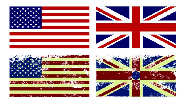 American and british flag vintage vector