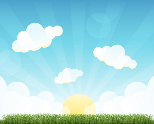 Beautiful natural scenery and sun vector 02
