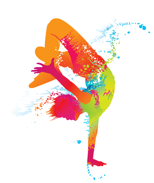 Colorful pint with dancers vector material 02 Colorful pint with dancers vector material 02