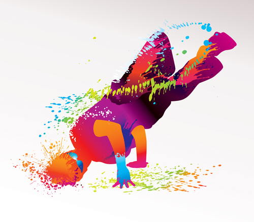 Colorful pint with dancers vector material 03 Colorful pint with dancers vector material 03