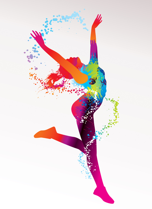 Colorful pint with dancers vector material 04 Colorful pint with dancers vector material 04