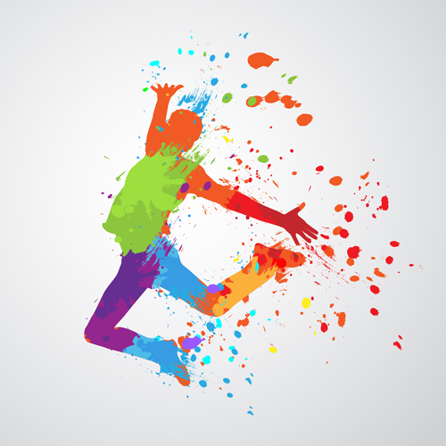 Colorful pint with dancers vector material 06 Colorful pint with dancers vector material 06