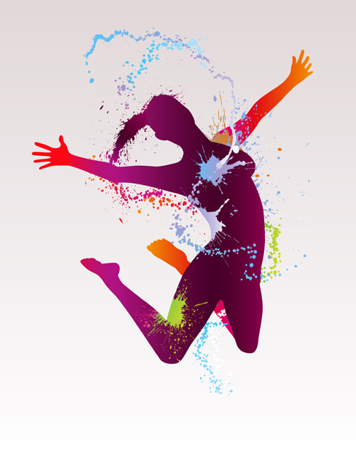 Colorful pint with dancers vector material 07 Colorful pint with dancers vector material 07