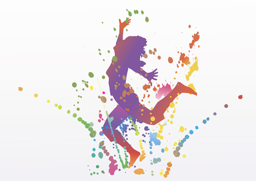 Colorful pint with dancers vector material 08 Colorful pint with dancers vector material 08