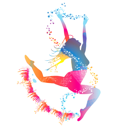 Colorful pint with dancers vector material 09 Colorful pint with dancers vector material 09