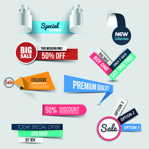 Creative sale sticker with labels design 01 Creative sale sticker with labels design 01