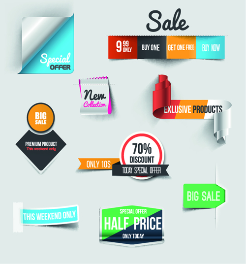 Creative sale sticker with labels design 03 Creative sale sticker with labels design 03